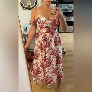 Reformation Violet dress in Toile De Jouy